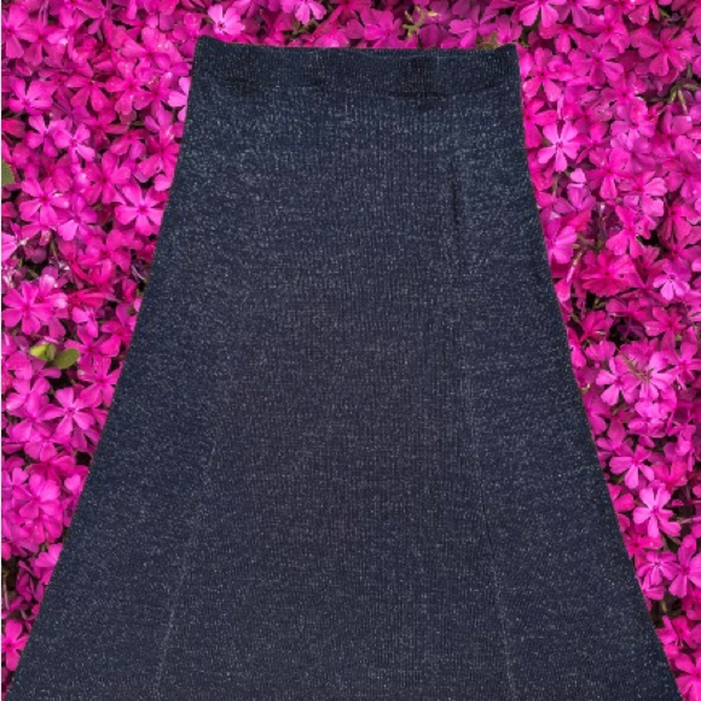 W by Worth Metallic Blue Knit Skirt
